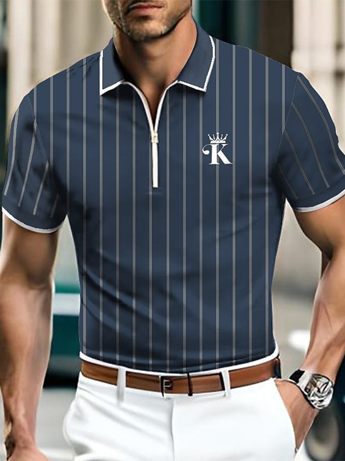 De moda Contrast Color cierre Polo