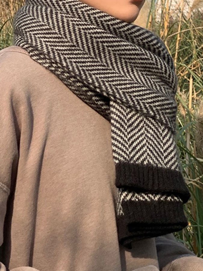De modaable And Versatile Herringbone Design Warm And Thickened Scarf para hombre