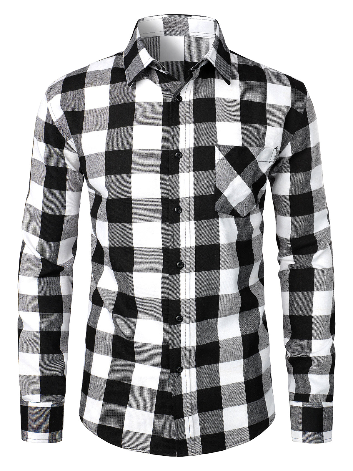 Camisa de algodón de manga larga a cuadros para hombre