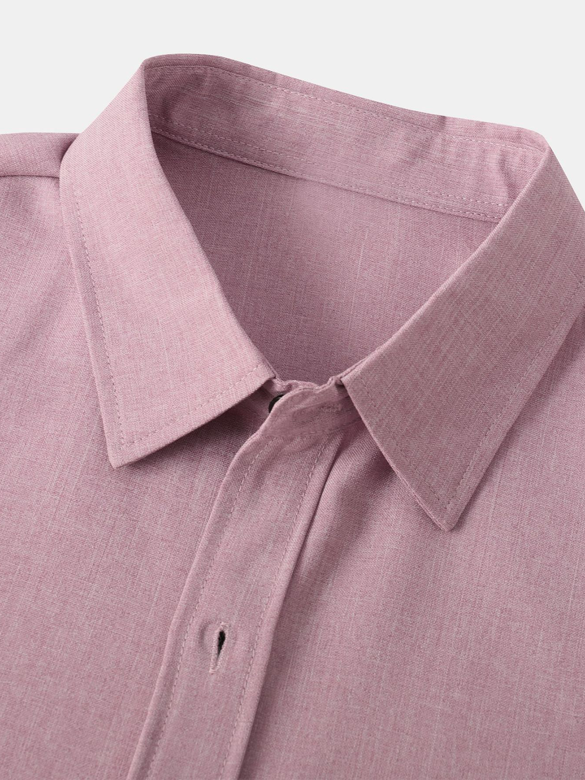 Camisa transpirable de color sólido de algodón Button Up casual de manga corta para hombre