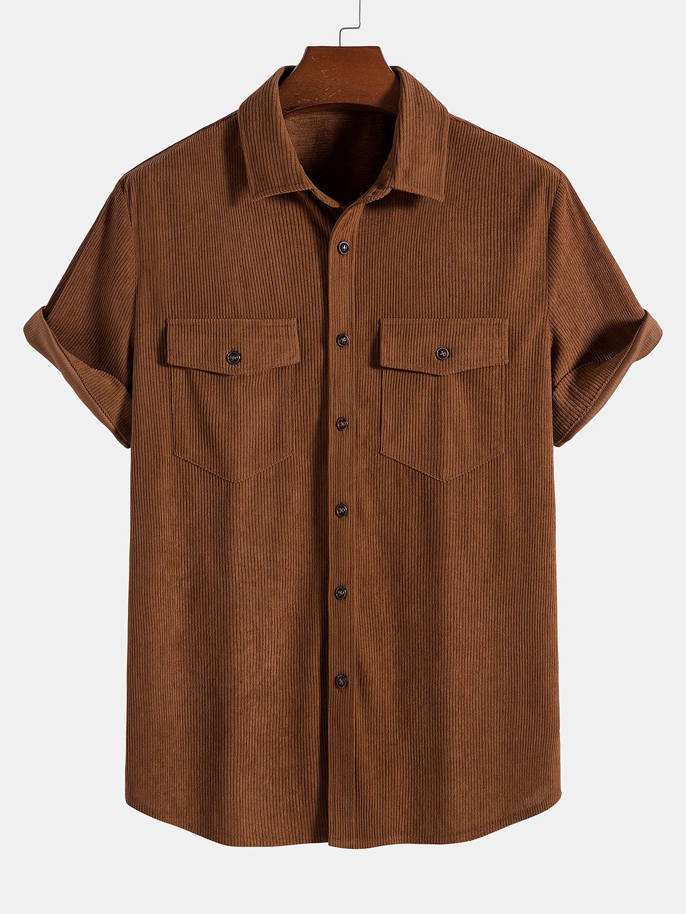 Camisa de manga corta Patch Pockets Corduroy