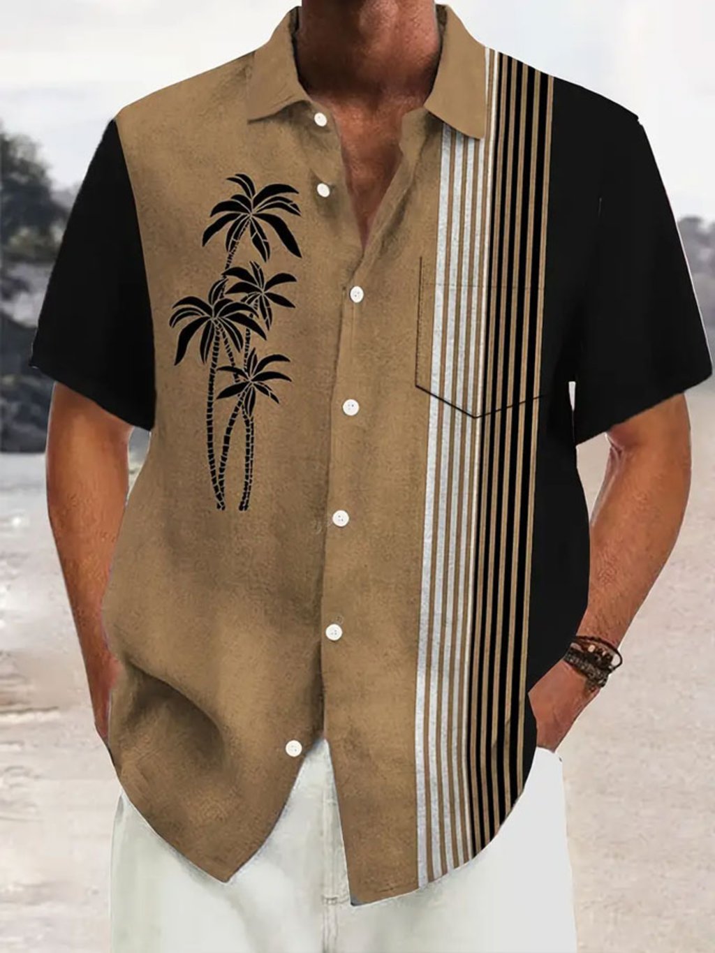 Resort Style rayas Princamiseta para hombre