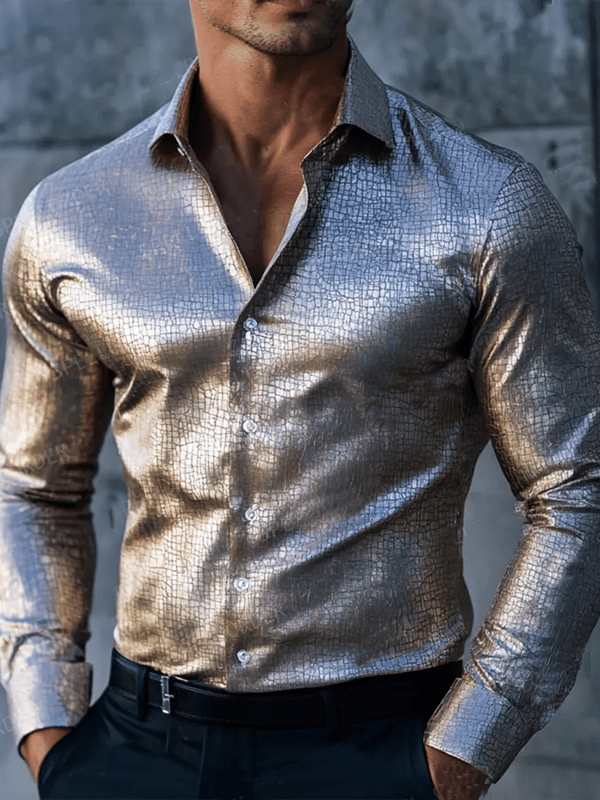 Camisa vintage estampado de manga larga para hombre