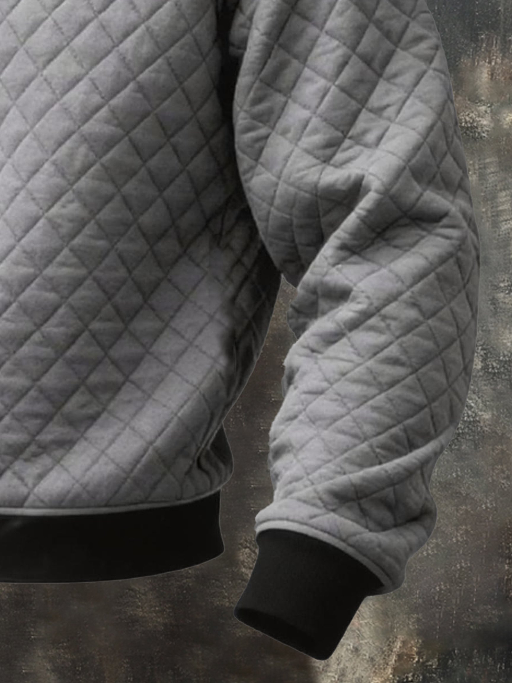 Sudadera vintage-Style texturizado cuero Paneling Comfortable con cierre para hombre
