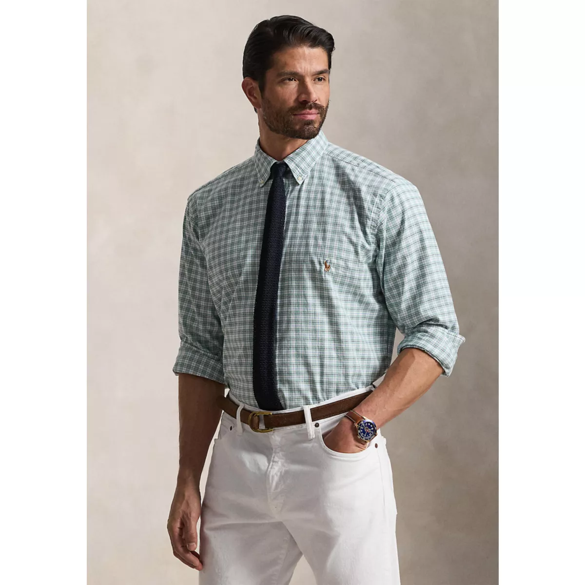 Big & Tall Plaid Performance Oxford Shirt - 6