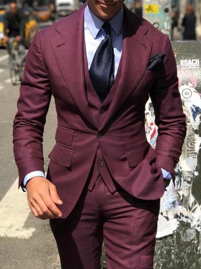 Ejecutivo Single-Breasted de color sólido Three-Piece Suit para hombre