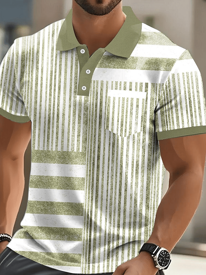 Camisa polo elegantee Letter estampado casual (With bolsillos) para hombre