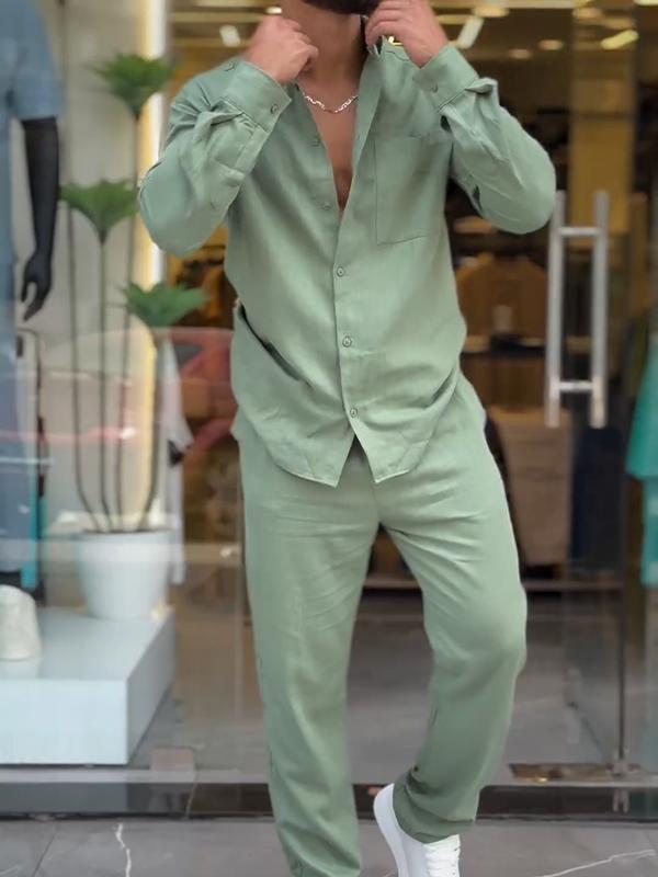 Camisa de algodón and pantalón Two-pieces Set para hombre