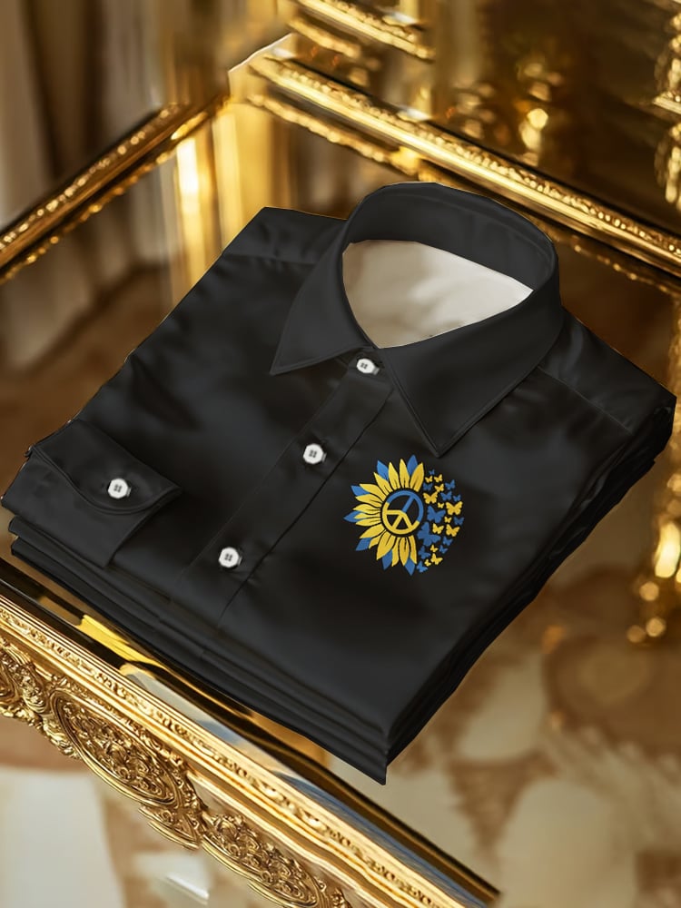 Camisa Ukrainian Sunflower de manga larga para hombre