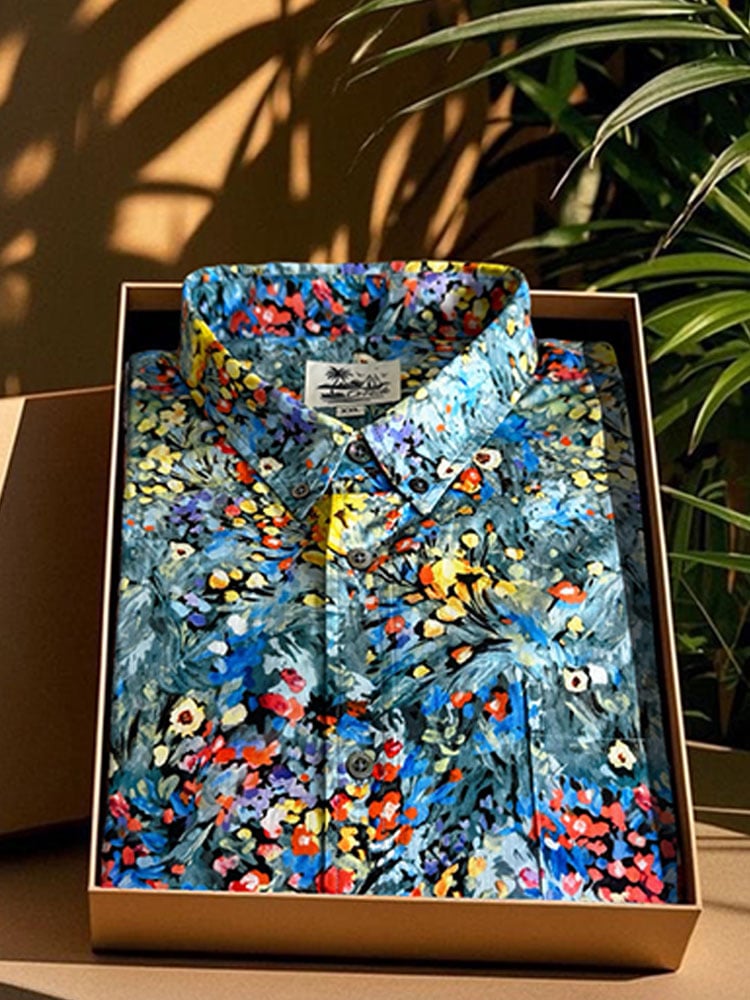 Camisa Western vintage estampado Waffle de manga corta para hombre