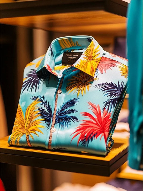 Camisa de lujo floral estampado ejecutivo de manga corta para hombre