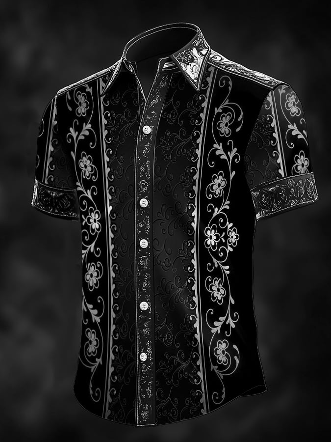 Camisa retro Baroque estampado Dark para hombre