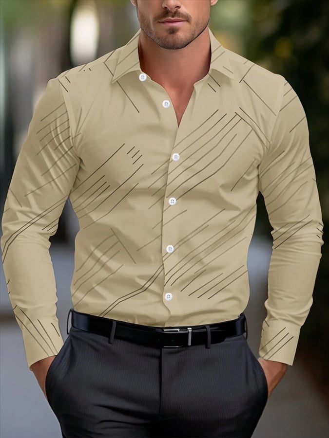 Camisa geométrico rayas Design ejecutivo casual para hombre