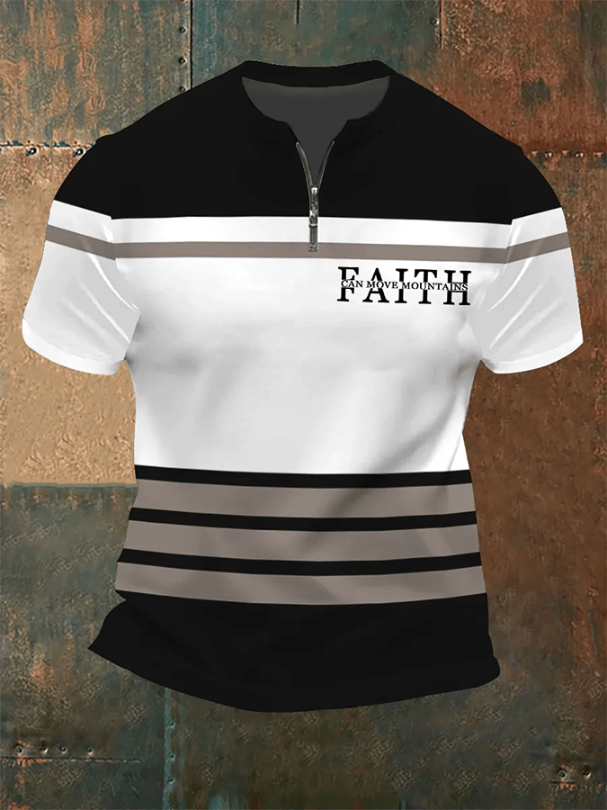Vintage Faith estampado Zip Top para hombre