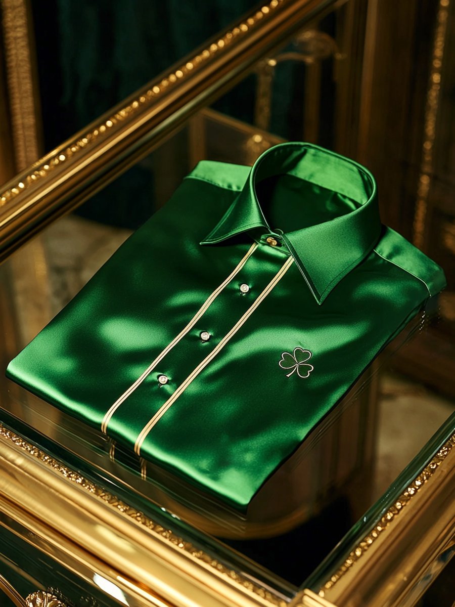 Camisa St. Patrick's satén de lujo ejecutivo de manga larga para hombre