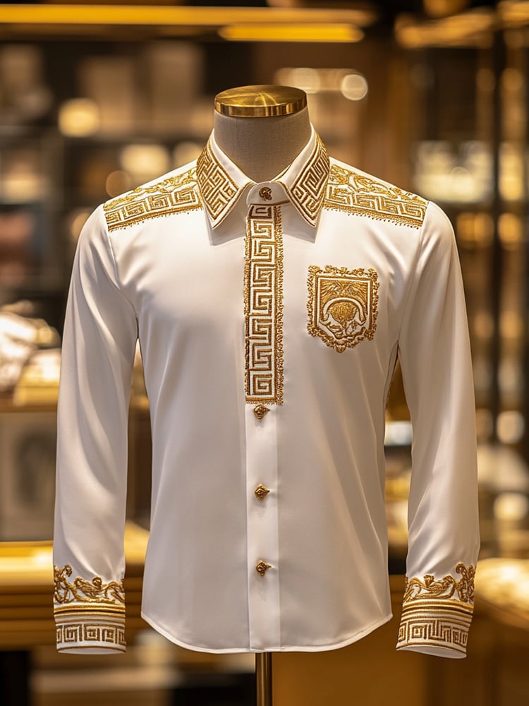 Camisa satén Luxe de manga larga con botones para hombre