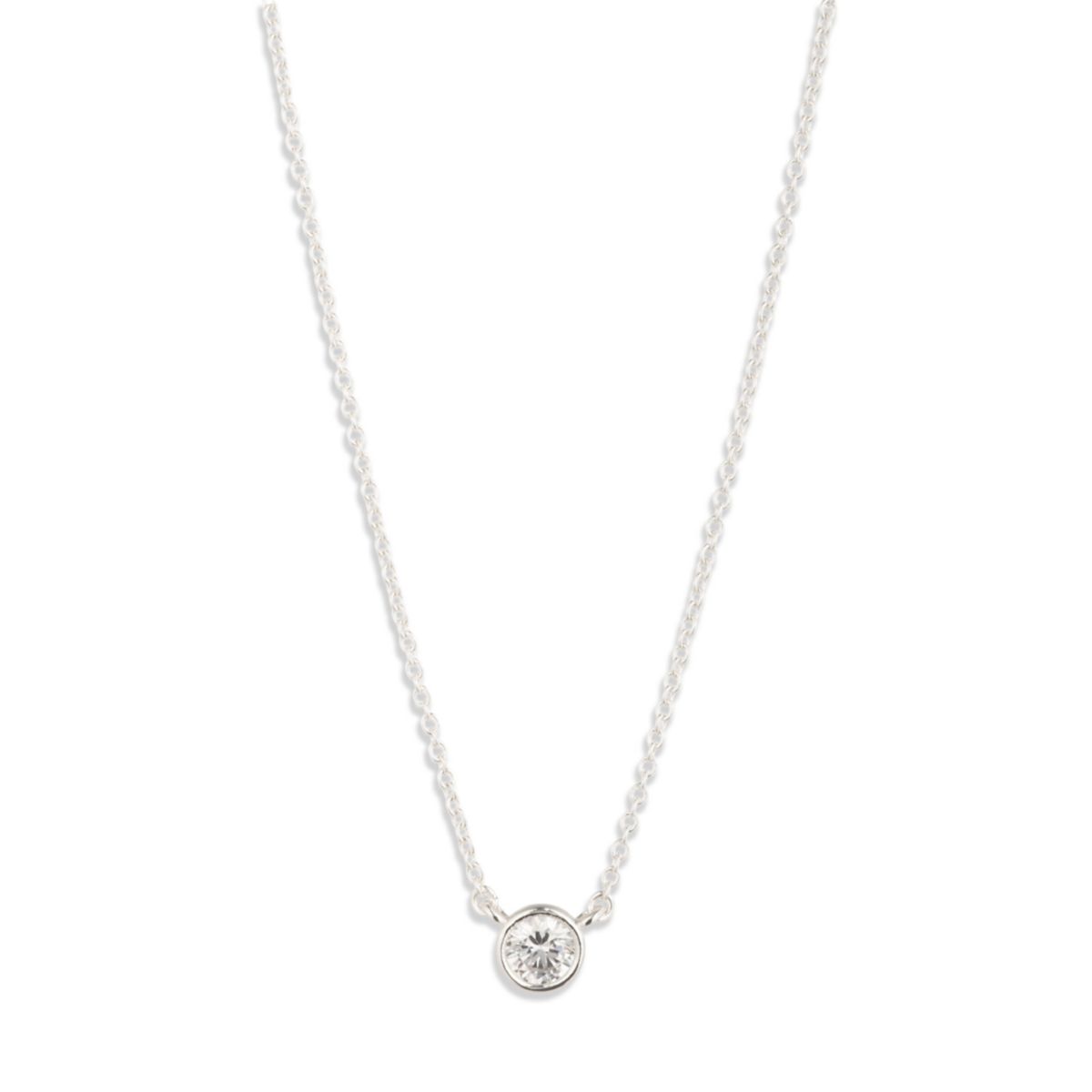 CZ Silver-Tone Pendant Necklace - 1