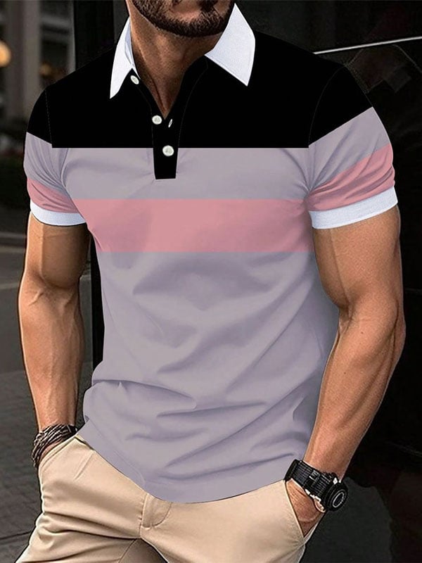 Camisa polo ejecutivo Logo con botones de manga corta para hombre