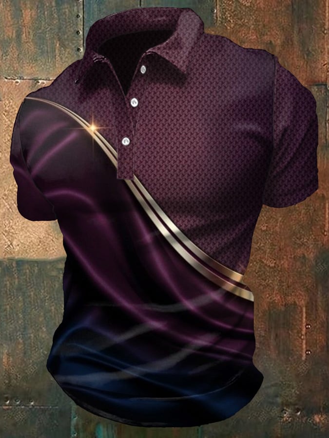 Camisa polo casual degradado ejecutivo Style de manga corta para hombre