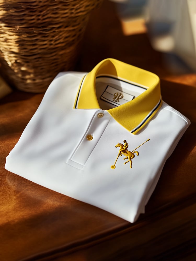 Camisa polo clásico ejecutivo Logo Button de manga corta para hombre
