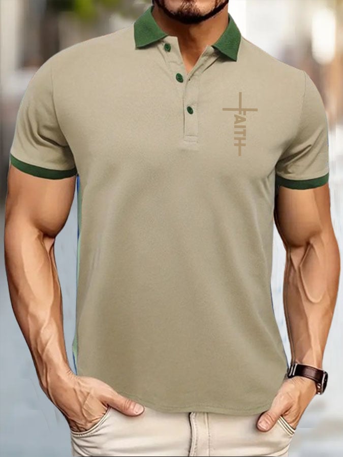 Camisa polo Faith Cross estampado para hombre