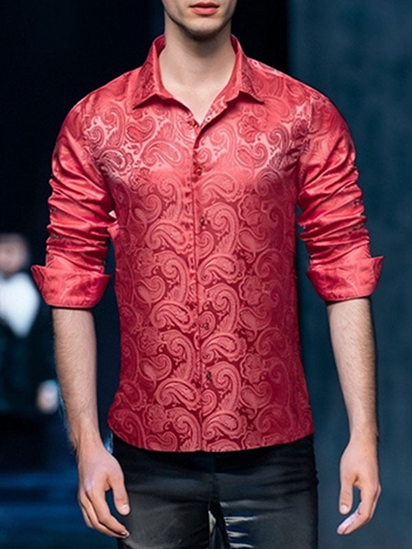 Camisa satén Luxe de manga larga con botones para hombre