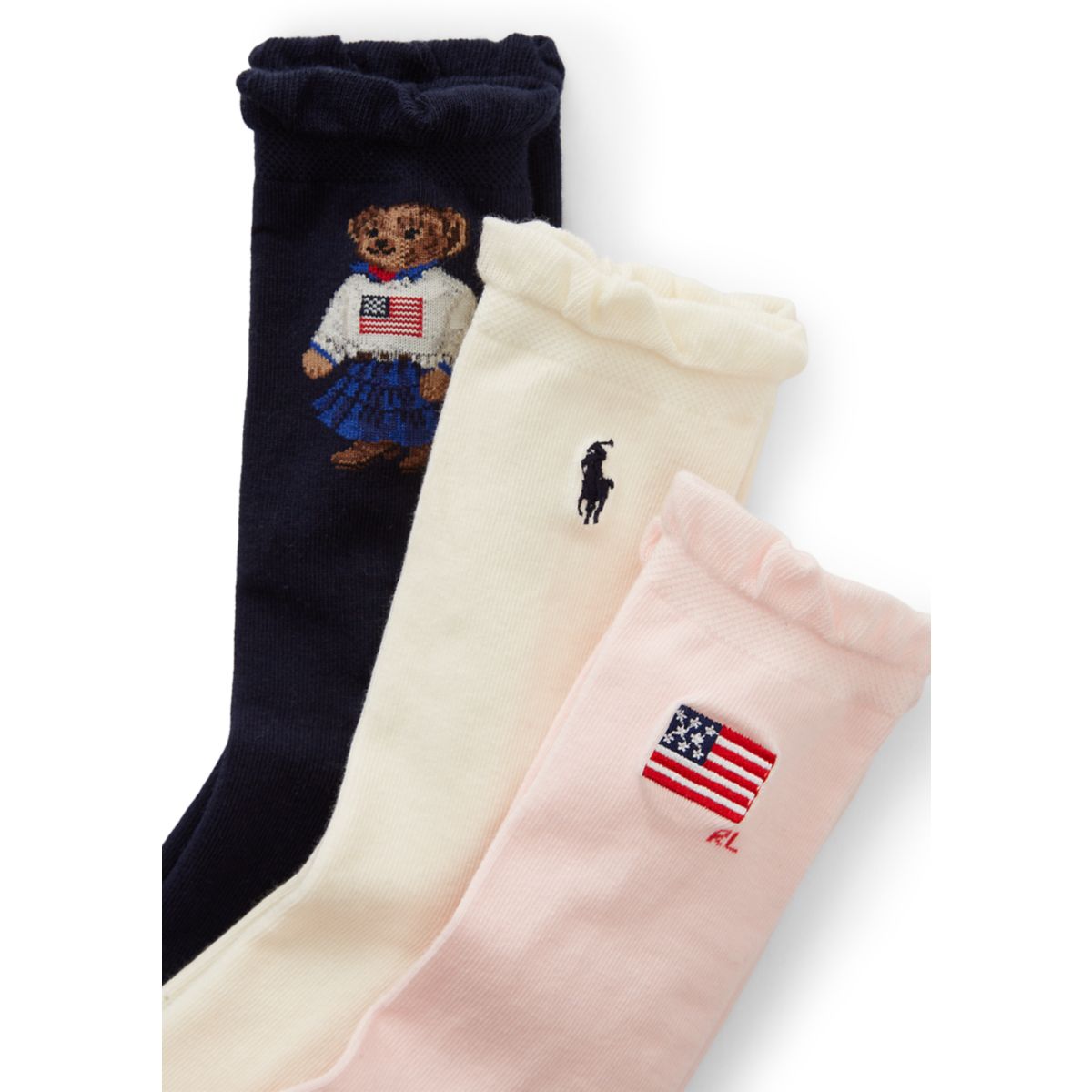 Girls 4-6x Americana Bear Socks - 3-Pack - 2