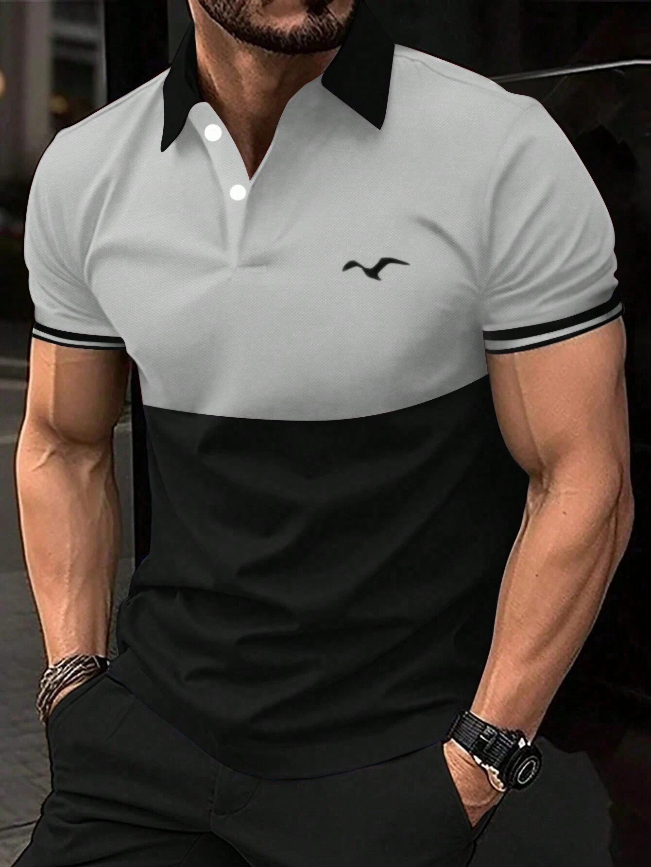 Camisa polo estampado casual para hombre