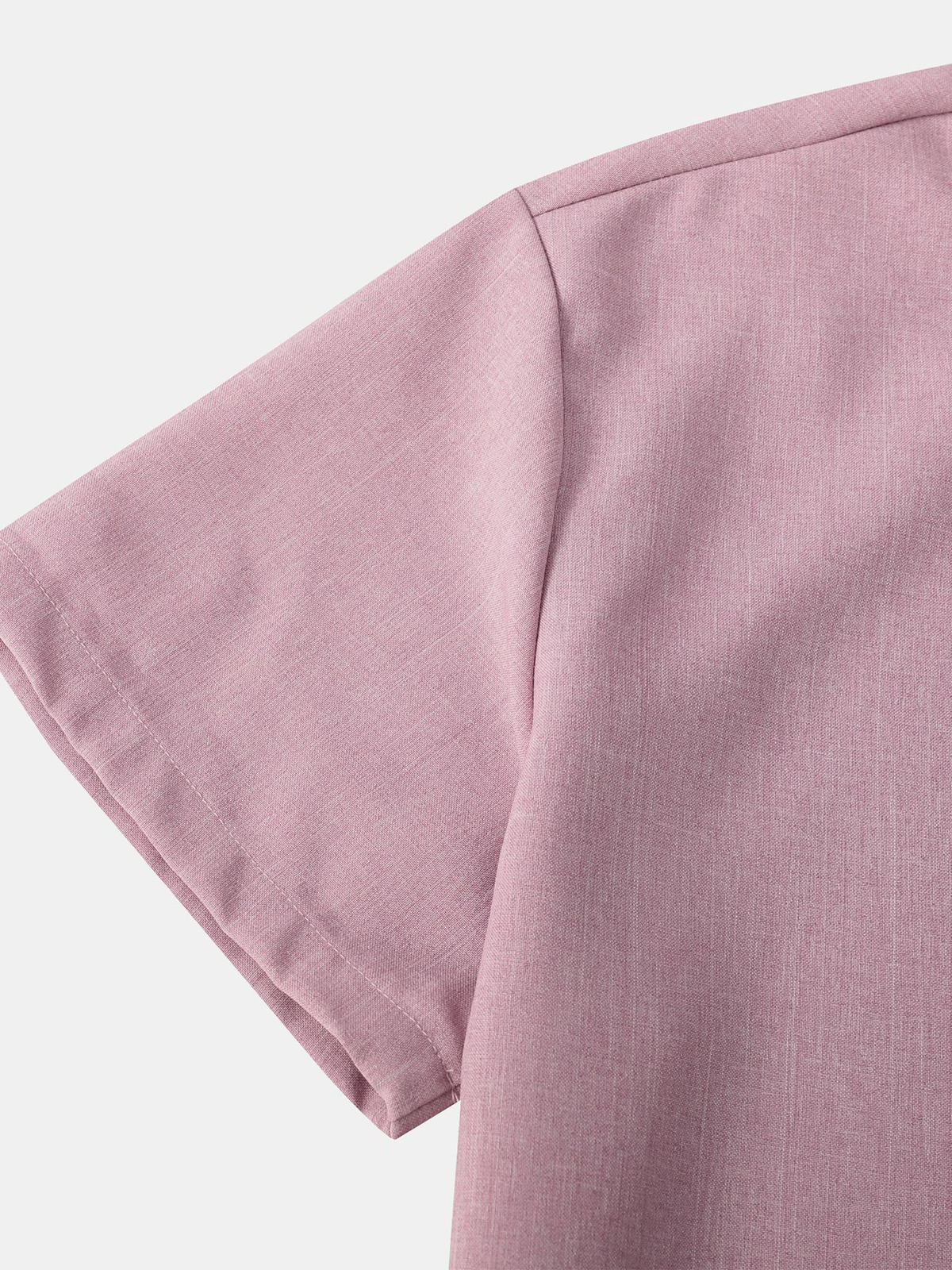 Camisa transpirable de color sólido de algodón Button Up casual de manga corta para hombre