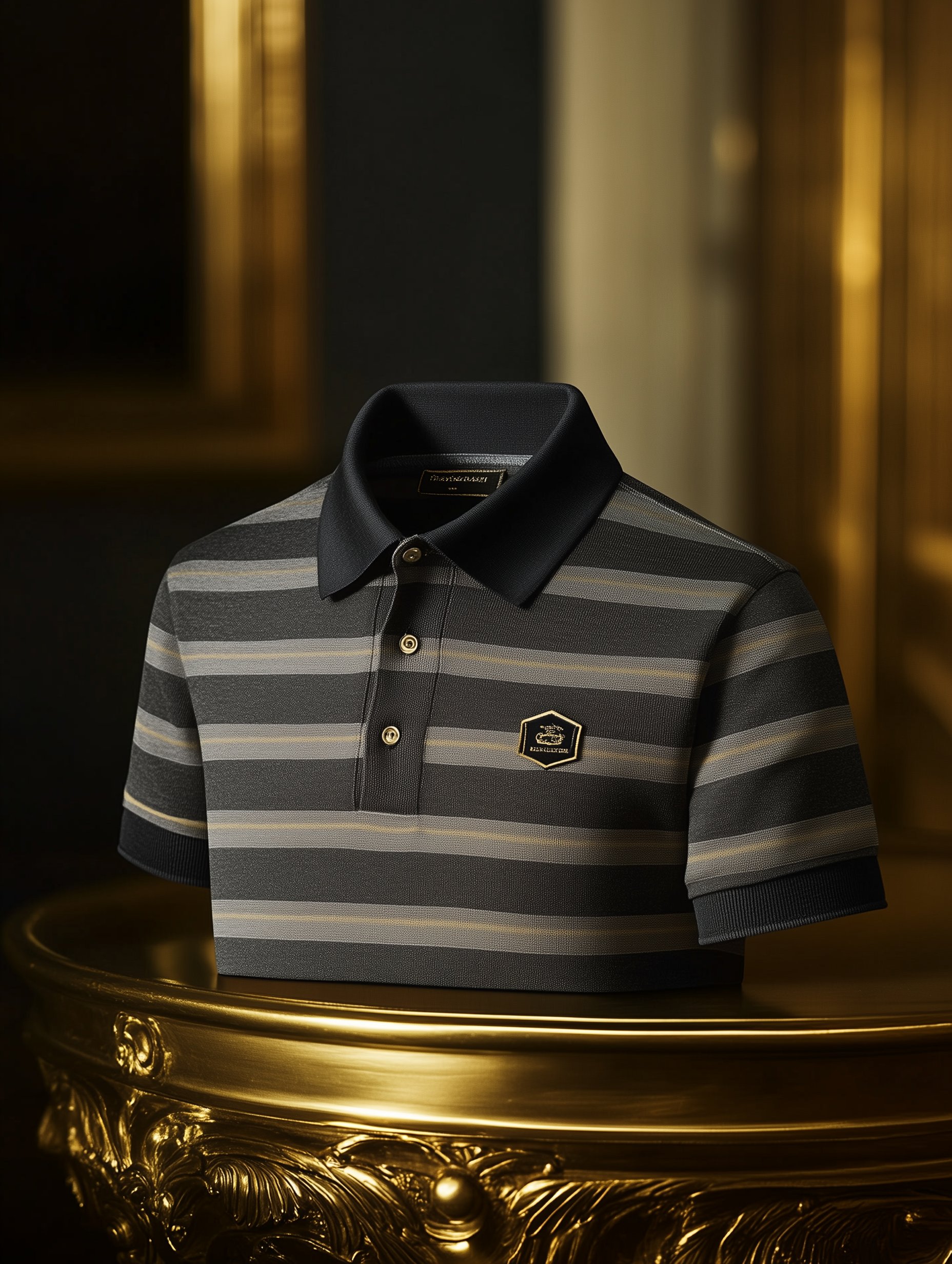 Camisa polo ejecutivo casual Button a rayas Old Money de manga corta para hombre
