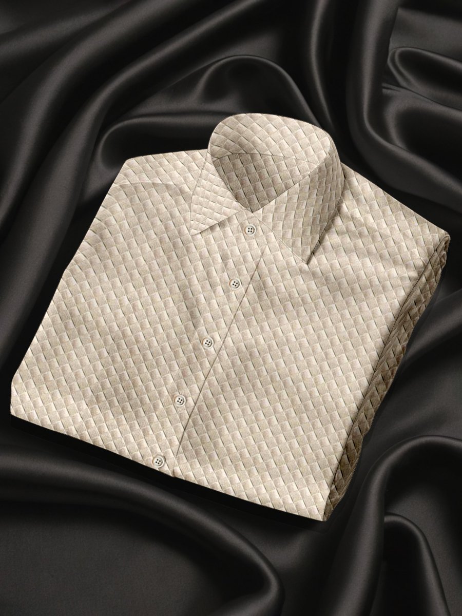 Camisa seda a cuadros de lujo ejecutivo de manga larga para hombre