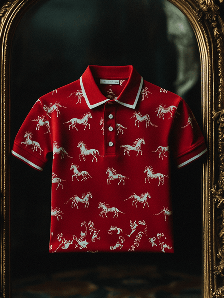 Camiseta Horse Racing de manga corta Polo para hombre