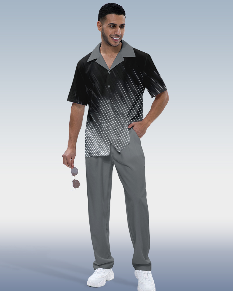Camisa Rianmond Gradient estampado de manga corta Walking Suit 703 para hombre