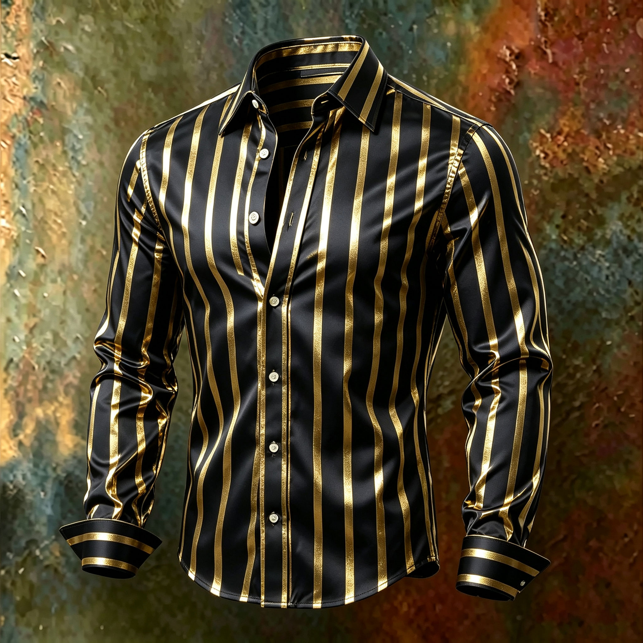 para hombre a rayas de manga larga camisa