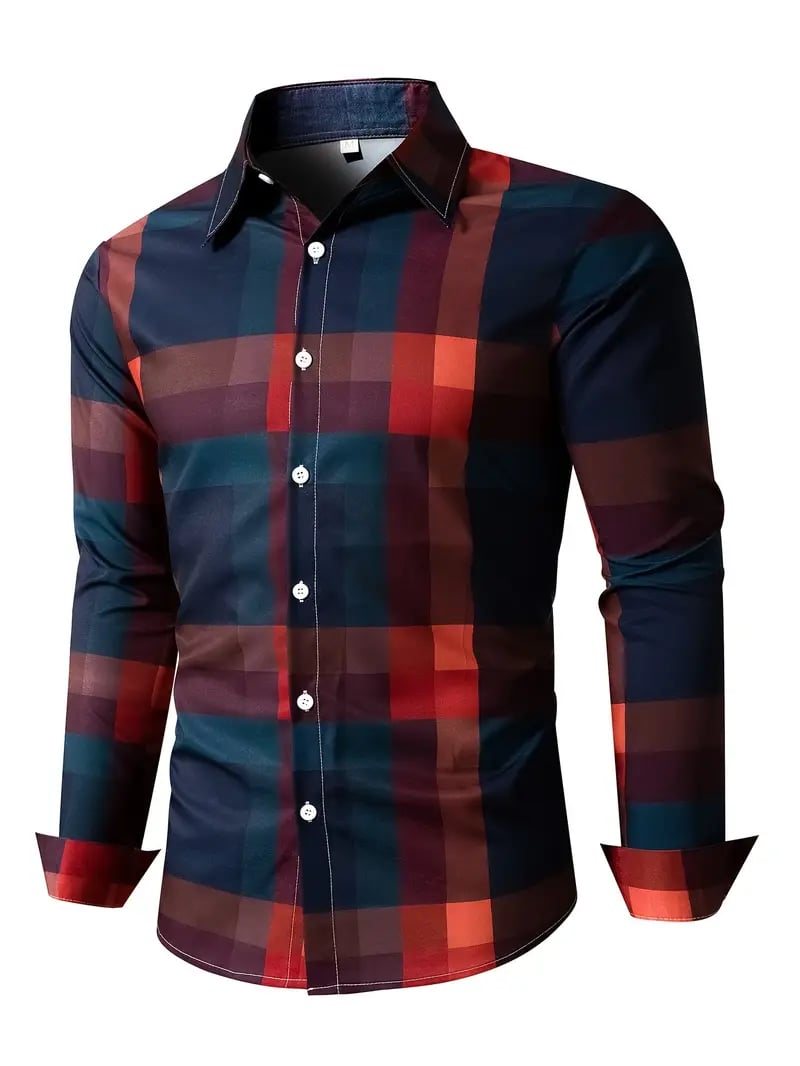 Camisa Street Style ejecutivo casual estampado de manga larga para hombre