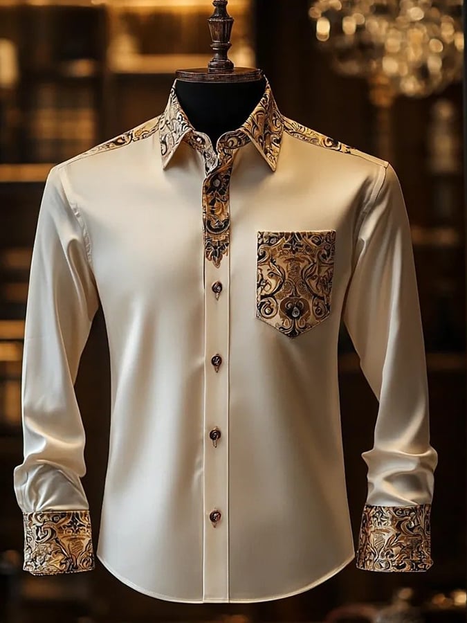Camisa elegante Romantic Gorgeous diseño de manga larga para hombre