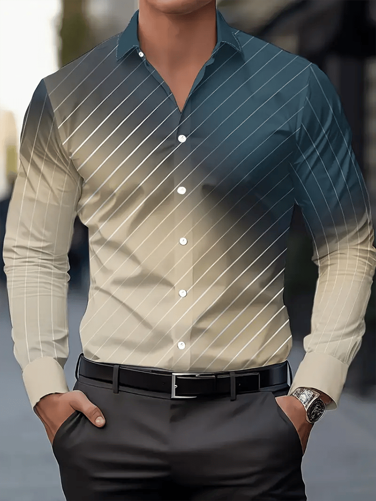 Camisa Street Style ejecutivo casual estampado de manga larga para hombre