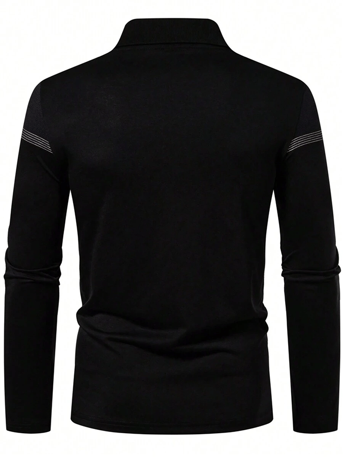 Camisa polo a rayas ejecutivo casual de manga larga para hombre