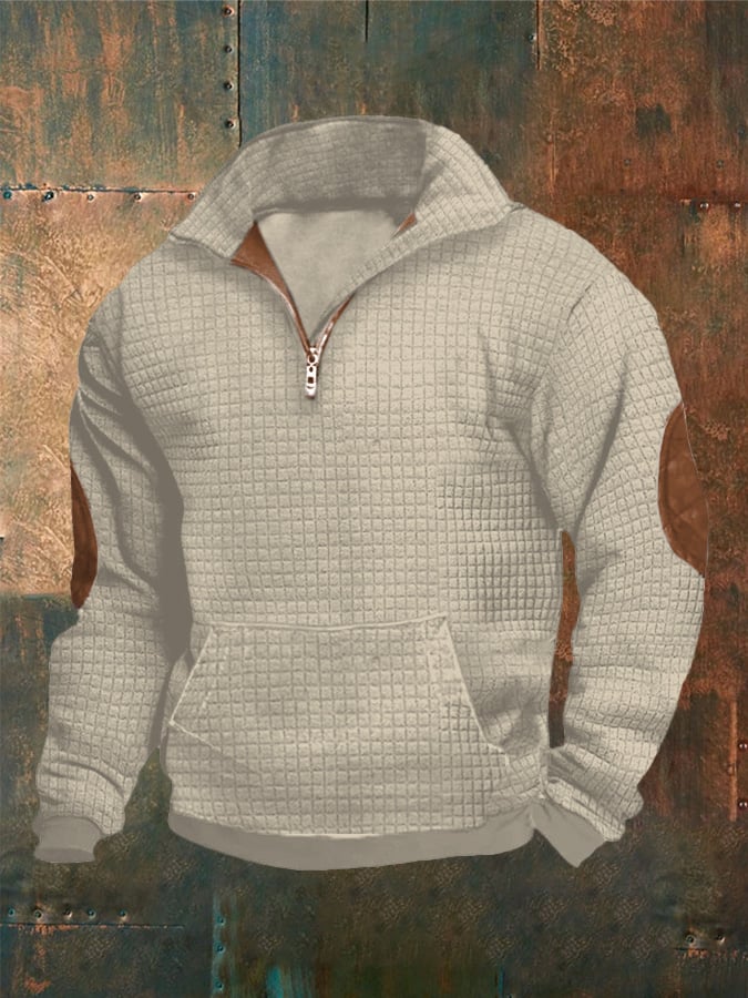 Sudadera Stand cuello cierre de manga larga casual para hombre