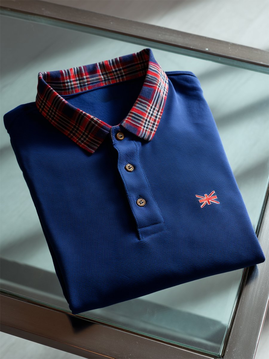 Camisa polo ejecutivo casual Union Jack Button de manga corta para hombre