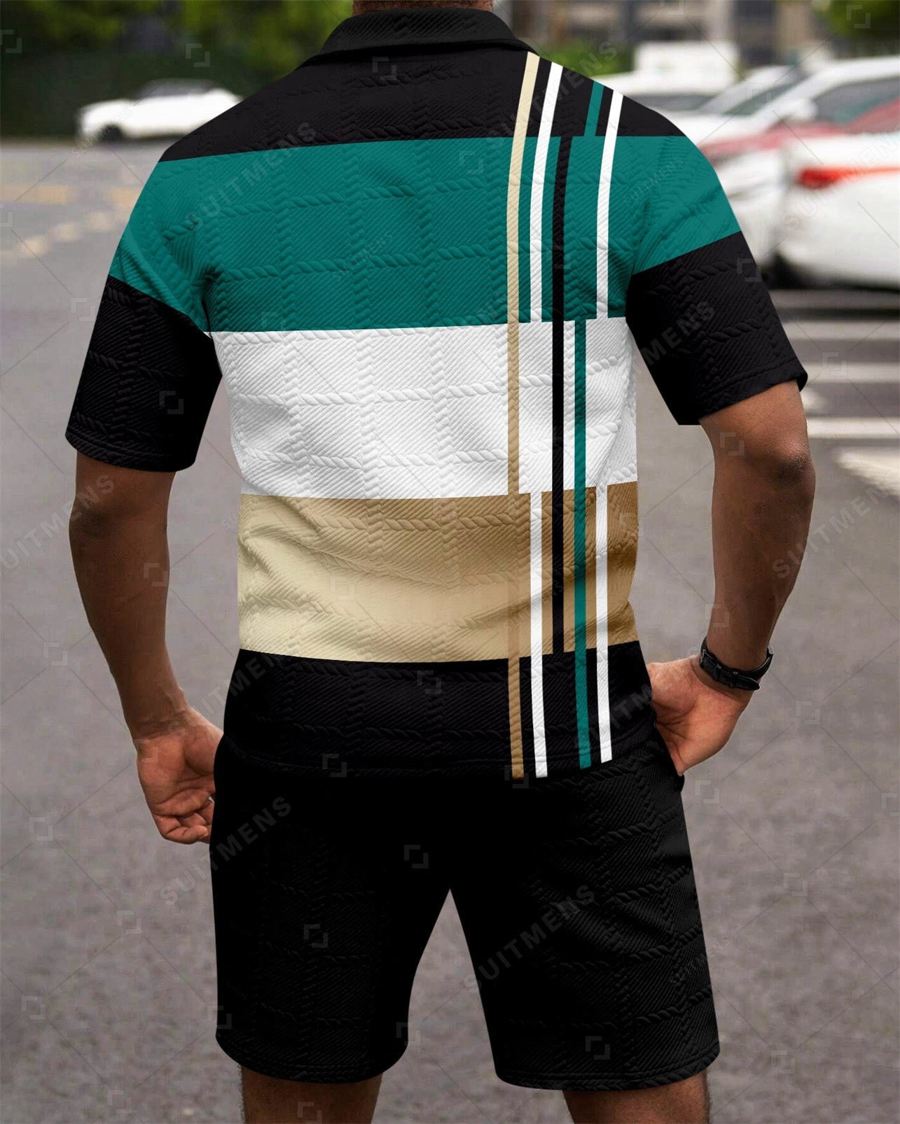 Camisa polo Colorblock Simple Texture Summer Set 259 para hombre