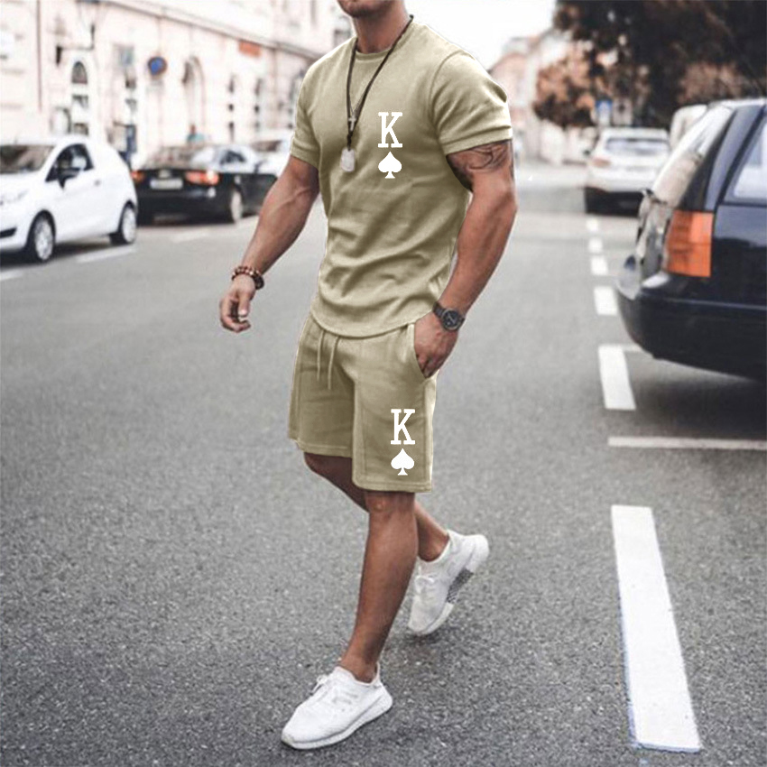 Casual de manga corta estampado Suit para hombre