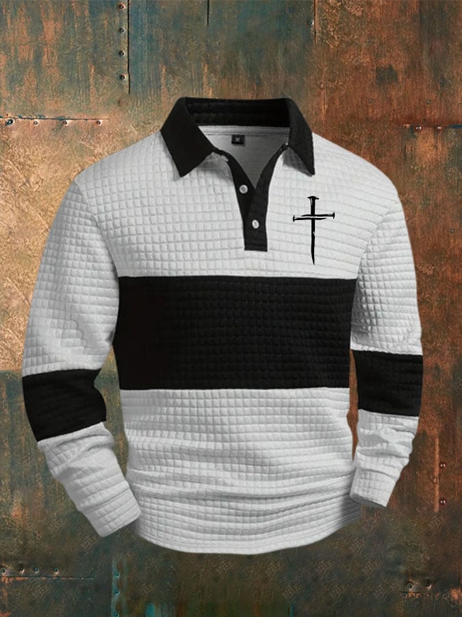 Camisa polo Faith Cross estampado casual Square Fabric para hombre