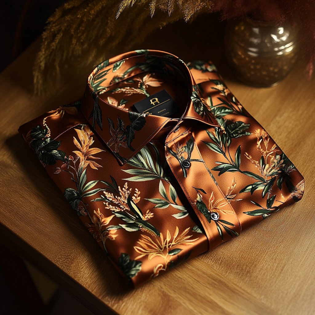 Camisa ejecutivo casual floral solapa de manga corta para hombre