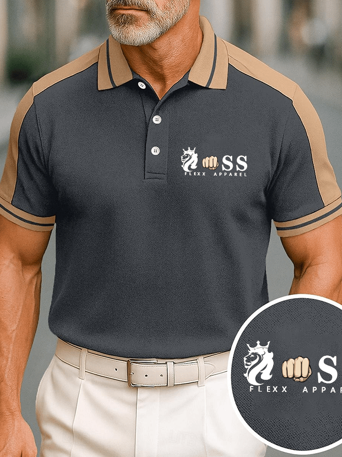 para hombre de moda ejecutivo Letter estampado casual camisa polo