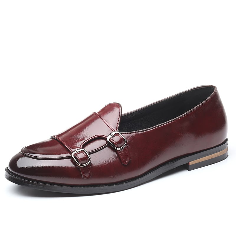 Zapatos de moda British cinturón Double Buckle Small cuero