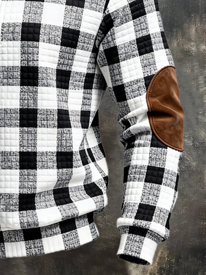 Sudadera retro en bloques de color estampado cierre para hombre
