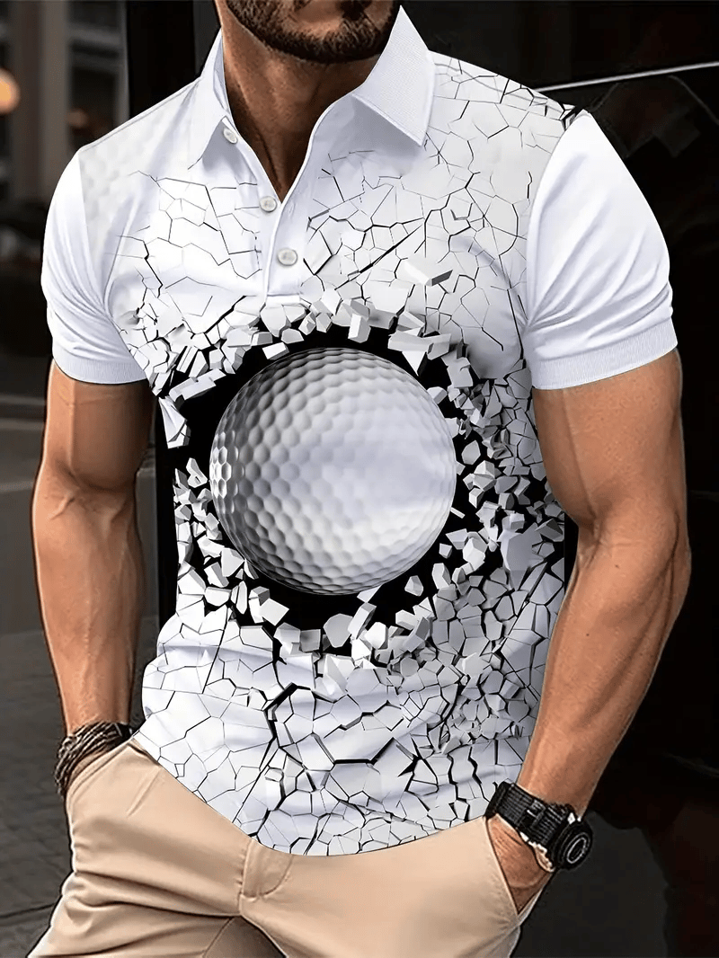 Camisa polo clásico ejecutivo Logo Button de manga corta para hombre