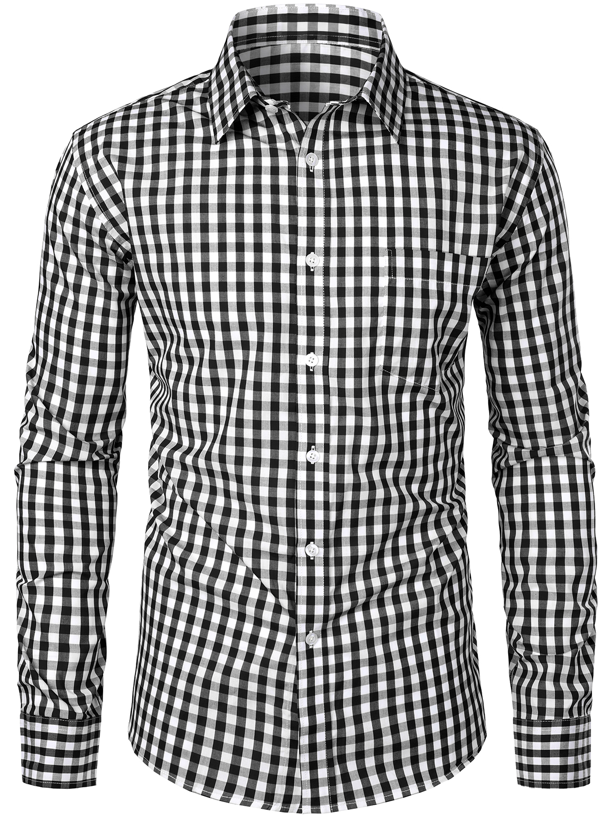 Camisa de algodón de manga larga a cuadros para hombre