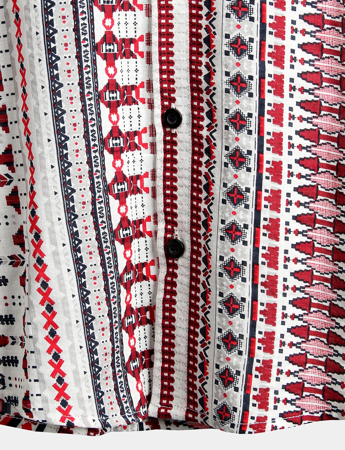 Camisa vintage de algodón Hawaiian White and Red a rayas Beach de manga corta para hombre